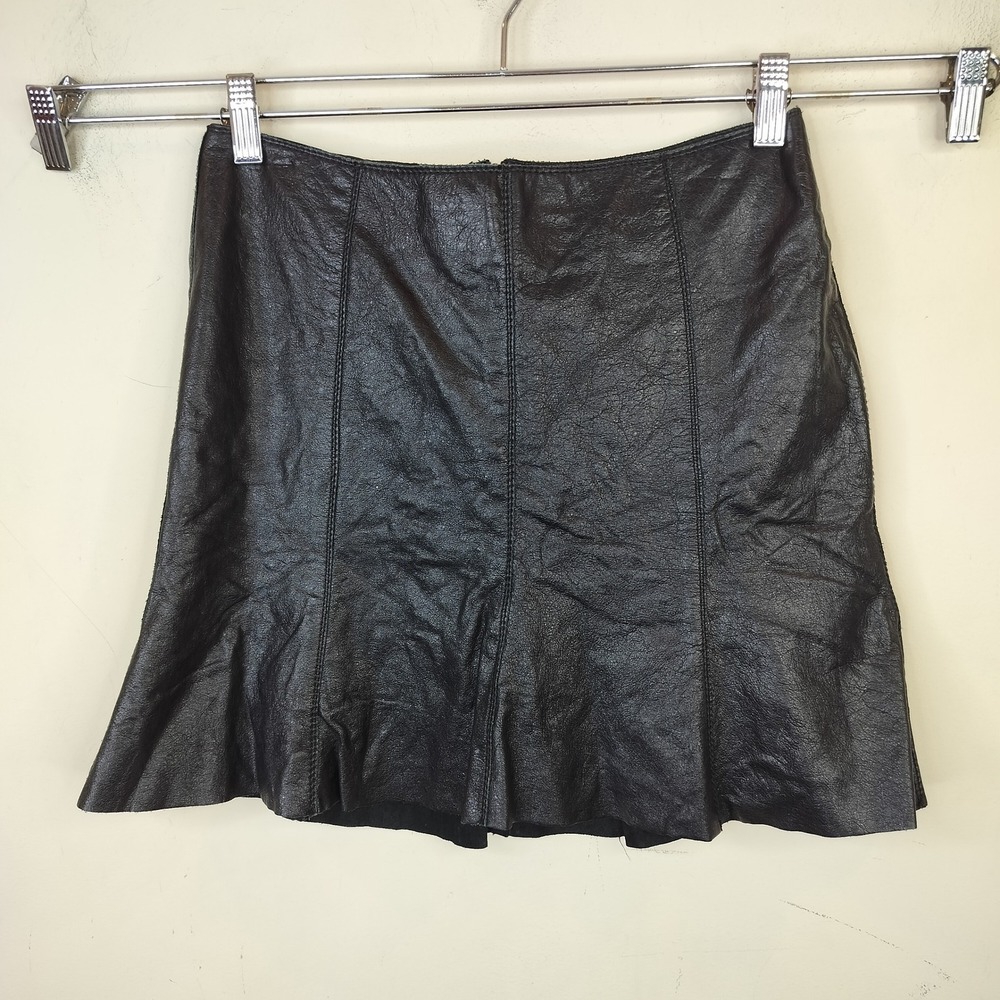 Polli Says Leather Mini Skirt Womens 4 Goth Grunge Black